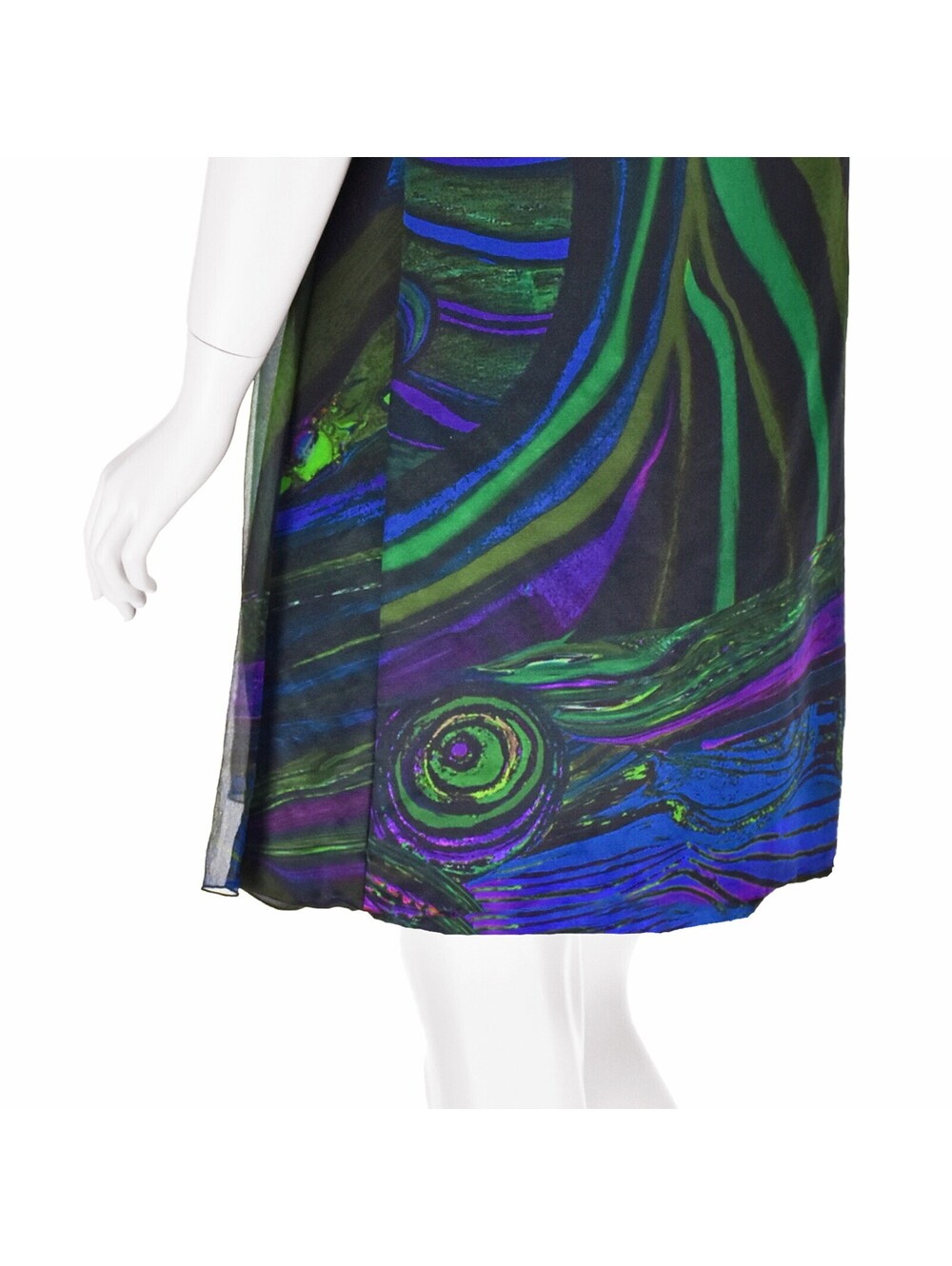 ALBERTA FERRETTI Colorful Silk Chiffon Mini Tent Dress w Beaded Neckline, SZ 6 - Picture 6 of 8